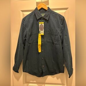 NWT WOOLRICH Chamois Men's Size Small Blue 100% Cotton Long Sleeve Shirt